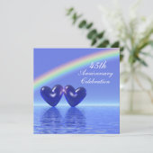 Jubiläum Sapphire Hearts Einladung (Stehend Vorderseite)