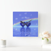 Jubiläum Sapphire Hearts Quadratische Wanduhr (Zuhause)