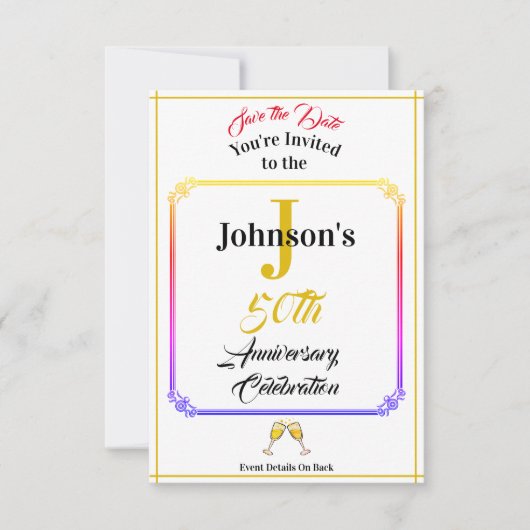 Jubiläum & Save the Date - Name und Datum - (Vorderseite)