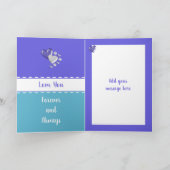 Jubiläum schöne Ehefrau lila türkisfarbenes Foto Karte (Innenseite)