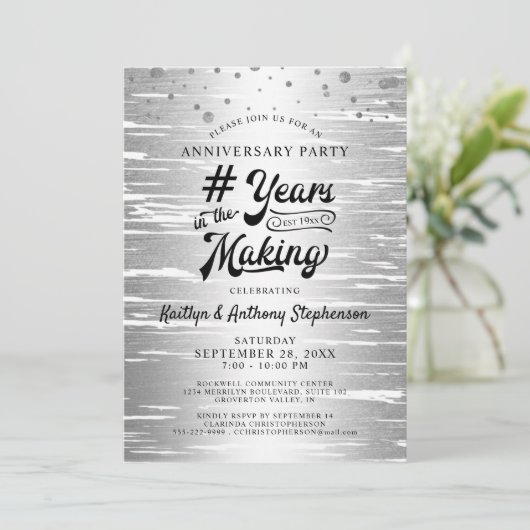 Jubiläum Silver Black # JAHRE IM MAKING Einladung (Stehend Vorderseite)