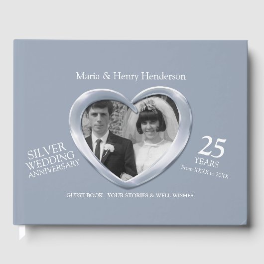 Jubiläum Silver Hochzeit Foto Herzen 25 Jahre Gästebuch (Vorderseite)