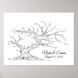 Jubiläum Sketched Fingerprint Tree Poster