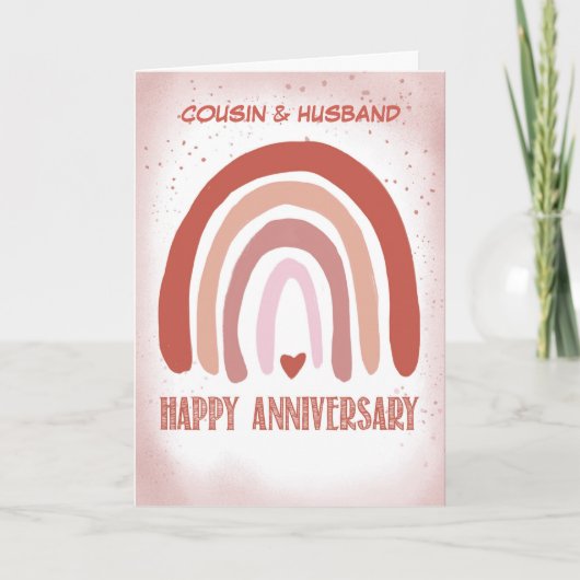 Jubiläum Soft Pink Watercolor Rainbow Karte (Vorderseite)