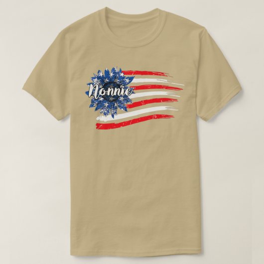 Jubiläum Sonnenblume Nonnie American Flag T-Shirt (Design vorne)
