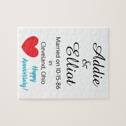 Jubiläum Spaß & Herz in Weiß: Puzzle (Horizontal)