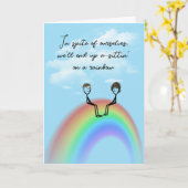 Jubiläum Strichmännchen Couple On Rainbow Karte (Gelbe Blume)