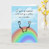 Jubiläum Strichmännchen Couple On Rainbow Karte (Gelbe Blume)