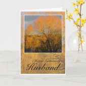 Jubiläum, Sunkissed Winter Bäume. Karte (Gelbe Blume)