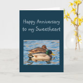 Jubiläum Sweetheart Ducks Water Bird Karte (Gelbe Blume)