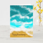 Jubiläum türkisfarbene Ozeanwellen Küste glücklich Karte (Gelbe Blume)