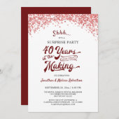 Jubiläum Überraschung Party Ruby Red Confetti Einladung (Vorne/Hinten)