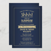 Jubiläum Überraschung Party Stilvoll Navy Blue Gol Einladung (Vorne/Hinten)