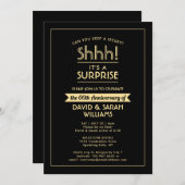 Jubiläum Überraschung Party Stilvoll Schwarz und G Einladung (Vorne/Hinten)