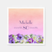 Jubiläum violette Stiefmütterchen Blume rosa Pfirs Serviette (Vorderseite)