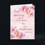 Jubiläum von Floral Son & Tochter Karte<br><div class="desc">Glückliche Hochzeitskarte für Sohn und Tochter im Gesetz mit schönen Aquarellfarben Vintage Blume und sentimentale Vers.</div>