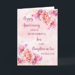 Jubiläum von Floral Son & Tochter Karte<br><div class="desc">Glückliche Hochzeitskarte für Sohn und Tochter im Gesetz mit schönen Aquarellfarben Vintage Blume und sentimentale Vers.</div>