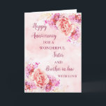 Jubiläum von Floral und Brother Karte<br><div class="desc">Glückliche Hochzeitskarte für Juristen und Juroren mit wunderschönen Aquarellfarben-Vintagen Blume und sentimentalem Vers.</div>