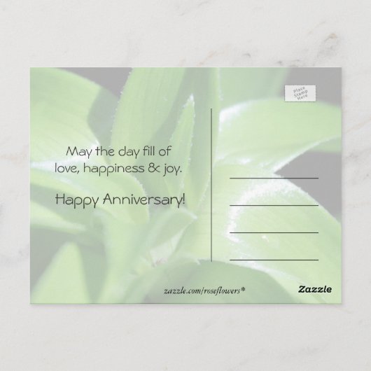 Jubiläum von Fresh Spring Green Lilie verlasse Postkarte (Rückseite)