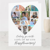 Jubiläum von Herzfoto Collage Custom Text Karte (Vorderseite)