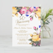 Jubiläum von Weiß und Frühling Blumen 50 Jahre Einladung (Stehend Vorderseite)