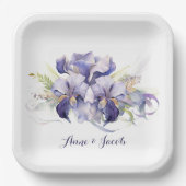 Jubiläum Watercolor Lila Iris Bouquet Pappteller (Vorderseite)