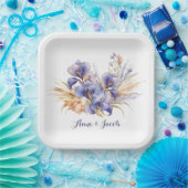 Jubiläum Watercolor Lila Iris Bouquet Pappteller (Party)
