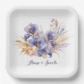 Jubiläum Watercolor Lila Iris Bouquet Pappteller (Vorderseite)