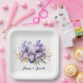 Jubiläum Watercolor Lila Iris Bouquet Pappteller (Party)