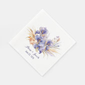Jubiläum Watercolor Lila Iris Bouquet Serviette (Ecke)