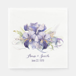 Jubiläum Watercolor Lila Iris Bouquet Serviette