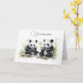 Jubiläum Watercolor Panda Bears Karte (Gelbe Blume)
