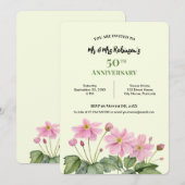 Jubiläum Watercolor Pink Japanisches Anemon Einladung (Vorne/Hinten)