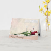 Jubiläum Wein und Rote Rose Karte (Gelbe Blume)