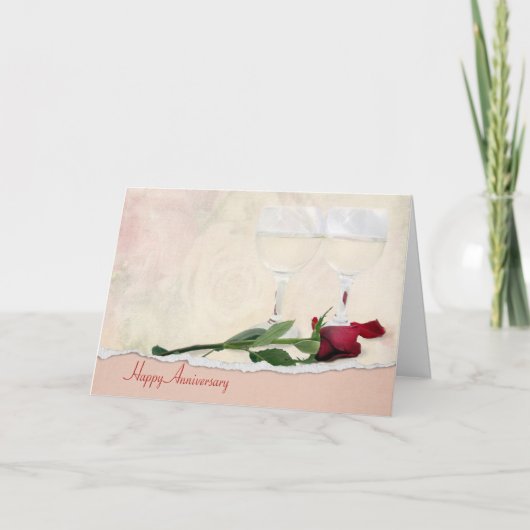 Jubiläum Wein und Rote Rose Karte (Vorderseite)