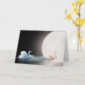 Jubiläum Weiße Schwäne mit Mond Karte (Gelbe Blume)