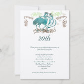 Jubiläum Whimsical Love Birds Einladung (Vorderseite)