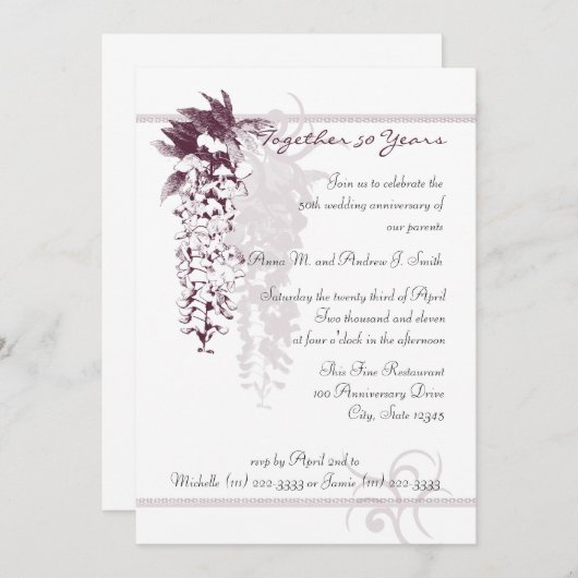 Jubiläum Wisteria Einladung (Vorne/Hinten)