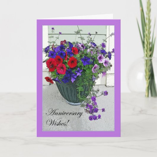 Jubiläum wünscht Blume Arrangement, Petunias Karte (Vorderseite)