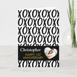 Jubiläum XOXO Hugs Kisses Schwarz-weißes Foto Karte