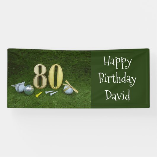 Jubiläum zum 80. Geburtstag Golfer mit Golfball Banner (Horizontal)