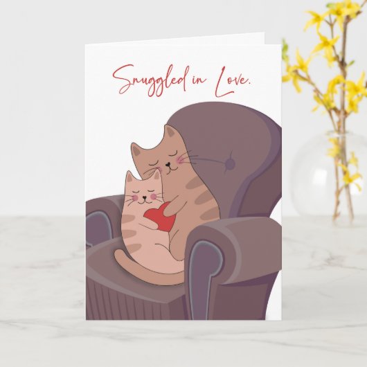 Jubiläum zwei Whimsikkatzen, die in Liebe geschmug Karte (Gelbe Blume)