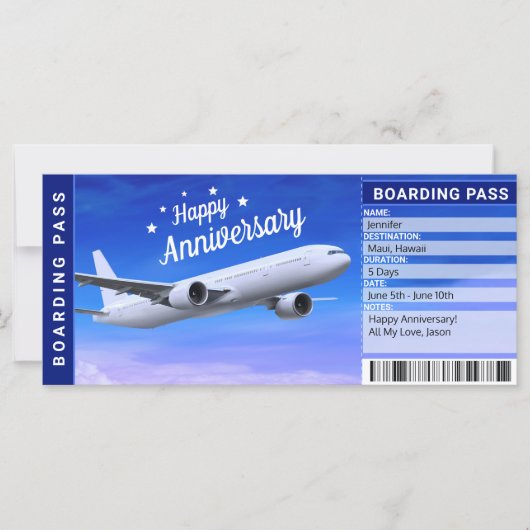 Jubiläums-Flugticket-Geschenk (Vorderseite)