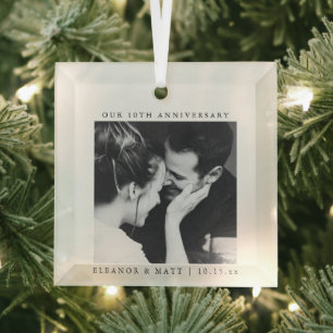 Jubiläums-Geschenk für Paare mit Foto für Weihnach Ornament Aus Glas