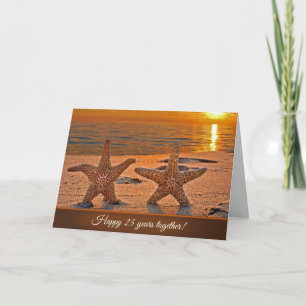 Jubiläums-Seestern am Sonnenuntergangsstrand Karte