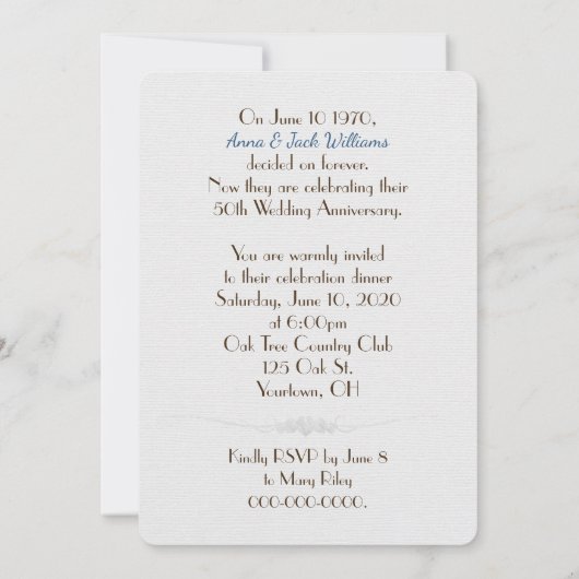 Jubiläumsabend einladen Tagesdesign ein Einladung (Rückseite)