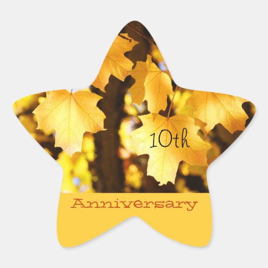 Jubiläumsaufkleber Siegel Goldene gelbe Blätter Stern-Aufkleber (Vorderseite)