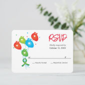 Jubiläumsballons für individualisierbares Party UA RSVP Karte (Stehend Vorderseite)