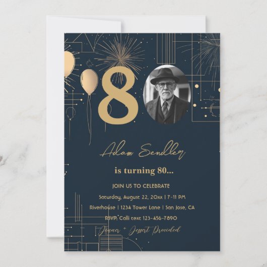 Jubiläumsballons und Feuerwerk Einladung (Vorderseite)