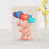 Jubiläumsbär mit I Liebe You Balloons Karte (Gelbe Blume)